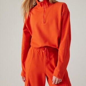 Athleta Retroterry 1/4 Zip Sweatshirt in Larkspur Red